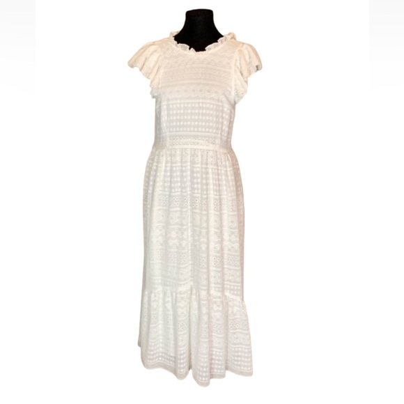 Willa Story white eyelet midi dress Size Medium - Picture 1 of 13